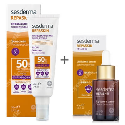 Sesderma Repaskin Fluido Invisible + Repaskin Mender Serum 30ml ZESTAW Krem-żel SPF50 50 ml + Serum 30ml