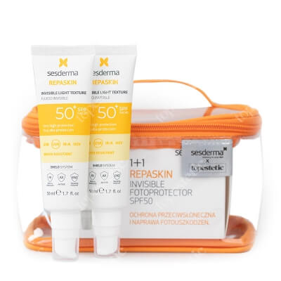 Sesderma Repaskin Fluido Invisible SPF 50+ New x 2 ZESTAW Emulsja 50 ml x 2 + Kosmetyczka