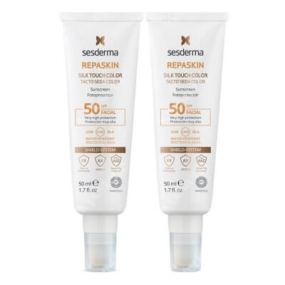 Sesderma Repaskin Silk Touch Color SPF 50 x 2 ZESTAW Koloryzujący krem zapewniający wysoką ochronę przeciwsłoneczną 50 ml x 2