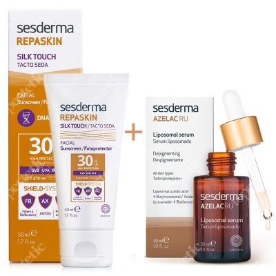 Sesderma Repaskin Silk Touch SPF 30 + Azelac RU ZESTAW Wysoka ochrona przeciwsłoneczna SPF 30 50 ml + Serum liposomowe 30 ml