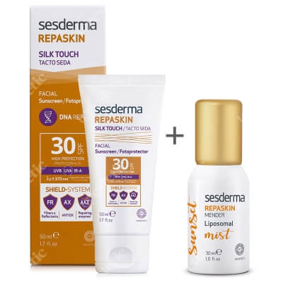 Sesderma Repaskin Silk Touch SPF 30 + Repaskin Mender Liposomal Mist ZESTAW Wysoka ochrona przeciwsłoneczna SPF 30 50 ml + Mgiełka naprawcza 30 ml