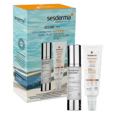 Sesderma Repaskin Silk Touch SPF 50 + Hidraderm Hyal ZESTAW Krem liposomowy SPF 50 50 ml + Krem do twarzy 50 ml