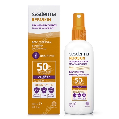 Sesderma Repaskin Transparent Spray Wysoka ochrona przeciwsłoneczna do ciała SPF 50 200 ml