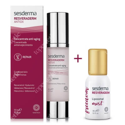 Sesderma Resveraderm Antiox Concentrate Anti Aging + Liposomal Mist ZESTAW Krem-żel przeciwstarzeniowy 50 ml + Mgiełka antyoksydacyjna 30 ml