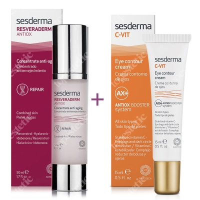 Sesderma Resveraderm Concentrate Anti Aging + C-VIT Eye Contour Cream ZESTAW Krem-żel przeciwstarzeniowy 50 ml + Krem pod oczy 15 ml