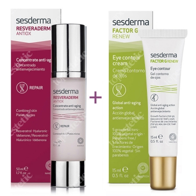 Sesderma Resveraderm Concentrate Anti Aging + Eye Contour Gel Factor G ZESTAW Krem-żel przeciwstarzeniowy 50 ml + Krem pod oczy 15 ml