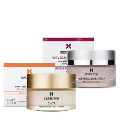 Sesderma Resveraderm Facial Cream + C-VIT Moisturizing Facial Cream ZESTAW Krem przeciwstarzeniowy 50 ml + Krem nawilżający 50 ml