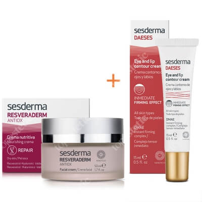 Sesderma Resveraderm Facial Cream + Daeses Eye and Lip Contour Cream ZESTAW Krem przeciwstarzeniowy 50 ml + Krem kontur oczu i ust 15 ml