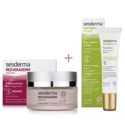 Sesderma Resveraderm Facial Cream + Eye Contour Gel Factor G ZESTAW Krem przeciwstarzeniowy 50 ml + Krem pod oczy 15 ml