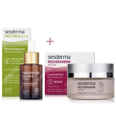 Sesderma Resveraderm Facial Cream + Factor G - Rejuvenating Serum ZESTAW Krem przeciwstarzeniowy 50 ml + Serum z pęcherzykami lipidowymi 30 ml