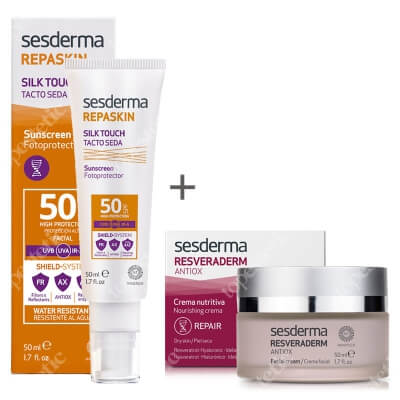 Sesderma Resveraderm Facial Cream + Repaskin Silk Touch SPF 50 ZESTAW Krem przeciwstarzeniowy 50 ml + Krem liposomowy SPF 50 50 ml