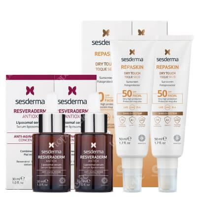 Sesderma Resveraderm Liposomal Serum 2 za 1 + Repaskin Dry Touch SPF 2 za 1 ZESTAW Serum liposomowe 30 ml x 2 + Krem ochronny SPF50, 50 ml x 2