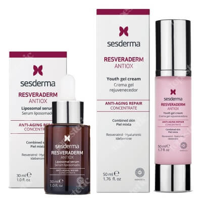 Sesderma Resveraderm Liposomal Serum + Resveraderm Youth Gel Cream ZESTAW Serum liposomowe 30 ml + Krem-żel przeciwstarzeniowy 50 ml