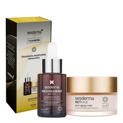 Sesderma Resveraderm Serum + Reti Age Cream ZESTAW Pielęgnacja Odmładzająca - Serum liposomowe 30 ml + Krem przeciwzmarszczkowy 50 ml