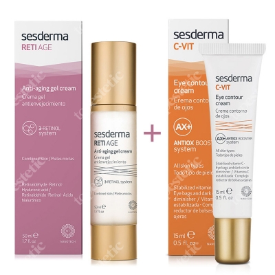 Sesderma Reti Age Anti-Aging Gel Cream + C-VIT Eye Contour Cream ZESTAW Krem-żel przeciwstarzeniowy 50 ml + Krem pod oczy 15 ml