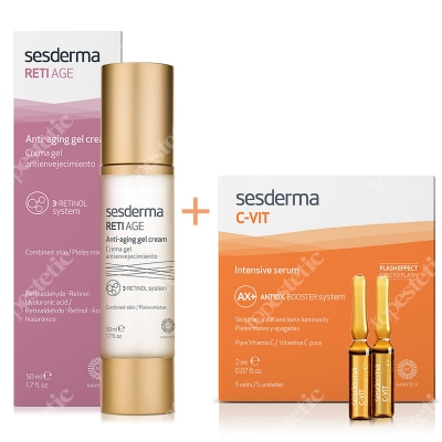 Sesderma Reti Age Anti-Aging Gel Cream + C-VIT Intensive Serum ZESTAW Krem-żel przeciwstarzeniowy 50 ml + Intensywne Serum 12% Ampułki 5 x 2 ml