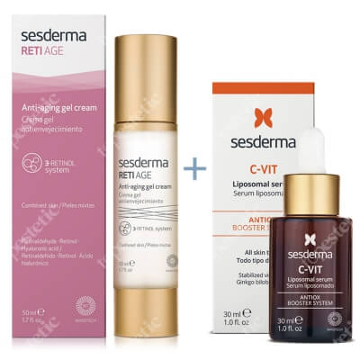 Sesderma Reti Age Anti-Aging Gel Cream + C-VIT Liposomal Serum ZESTAW Krem-żel przeciwstarzeniowy 50 ml + Serum liposomowe 30 ml