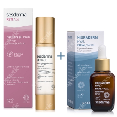 Sesderma Reti Age Anti-Aging Gel Cream + Hidraderm Hyal Liposomal Serum ZESTAW Krem-żel przeciwstarzeniowy 50 ml + Serum Liposomowe 30 ml