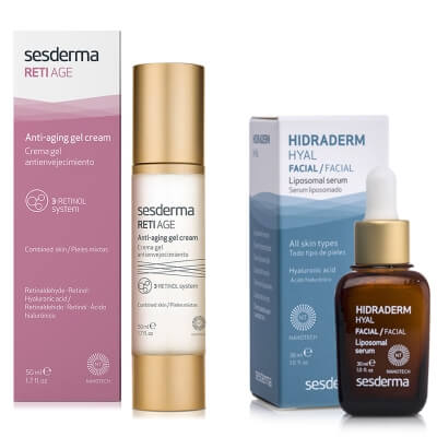 Sesderma Reti Age Anti-Aging Gel Cream + Hidraderm Hyal Liposomal Serum ZESTAW Krem-żel przeciwstarzeniowy 50 ml + Serum Liposomowe 30 ml