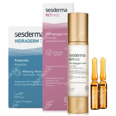 Sesderma Reti Age Anti-Aging Gel Cream + Hidraderm TRX Ampoules ZESTAW Krem-żel przeciwstarzeniowy 50 ml + Ampułki 5 x 2 ml