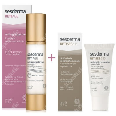 Sesderma Reti Age Anti-Aging Gel Cream + Retises 0,5% ZESTAW Krem-żel przeciwstarzeniowy 50 ml + Regenerujący krem przeciwzmarszczkowy 30 ml