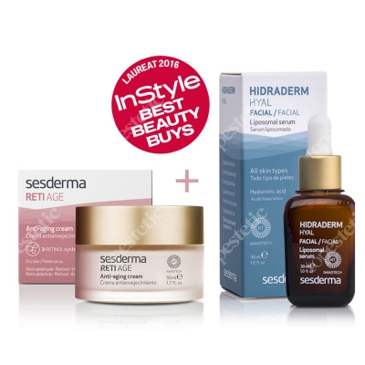 Sesderma Reti Age Cream Anti Agin + Hidraderm Hyal Liposomal Serum ZESTAW Krem przeciwzmarszczkowy 50 ml + Serum liposomowe 30 ml