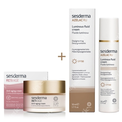 Sesderma Reti Age Cream Anti Aging + Azelac RU Luminous Fluid Cream ZESTAW Krem przeciwzmarszczkowy 50 ml + Emulsja rozświetlająca SPF 50 50 ml