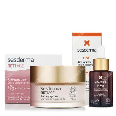 Sesderma Reti Age Cream Anti Aging + C-VIT Liposomal Serum ZESTAW Krem przeciwzmarszczkowy 50 ml + Serum liposomowe 30 ml