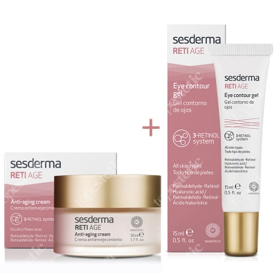 Sesderma Reti Age Cream Anti Aging + Eye Contour Gel ZESTAW Krem przeciwzmarszczkowy 50 ml + Krem kontur oczu 15 ml