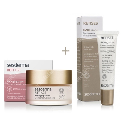 Sesderma Reti Age Cream Anti Aging + Retises 0,05% ZESTAW Krem przeciwzmarszczkowy 50 ml + Przeciwzmarszczkowy krem pod oczy 15 ml