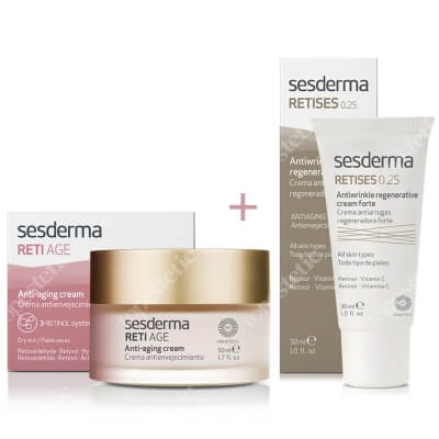 Sesderma Reti Age Cream Anti Aging + Retises 0,25% ZESTAW Krem przeciwzmarszczkowy 50 ml + Regenerujący krem przeciwzmarszczkowy 30 ml