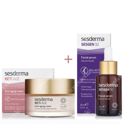 Sesderma Reti Age Cream Anti Aging + Sesgen 32 Serum ZESTAW Krem przeciwzmarszczkowy 50 ml + Serum aktywujące komórki 30 ml