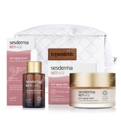 Sesderma Reti Age Cream + Reti Age Serum + Kosmetyczka ZESTAW Krem przeciwzmarszczkowy 50 ml + Serum przeciwzmarszczkowe 30 ml + Kosmetyczka