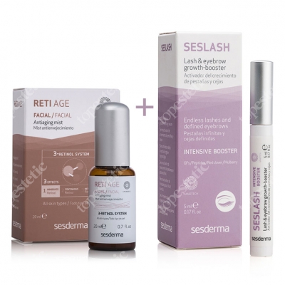 Sesderma Reti Age Mist + Seslash ZESTAW Mgiełka przeciwzmarszczkowa + Serum aktywujące wzrost rzęs i brwi 20 ml, 5 ml