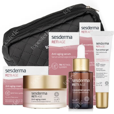 Sesderma Reti Age Set ZESTAW Krem przeciwzmarszczkowy 50 ml + Serum przeciwzmarszczkowe 30 ml + Żel kontur oczu 15 ml + Czarna, duża 1 szt