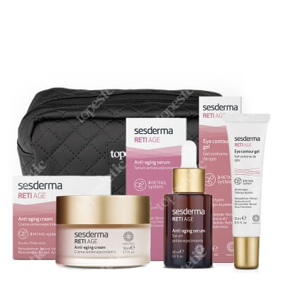 Sesderma Reti Age Set ZESTAW Krem przeciwzmarszczkowy 50 ml + Serum przeciwzmarszczkowe 30 ml + Żel kontur oczu 15 ml + Czarna, duża 1 szt