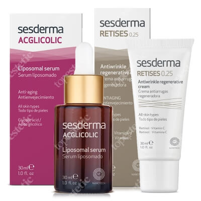 Sesderma Retises 0,25% + Acglicolic ZESTAW Regenerujący krem przeciwzmarszczkowy 30 ml + Serum Liposomowe 30 ml