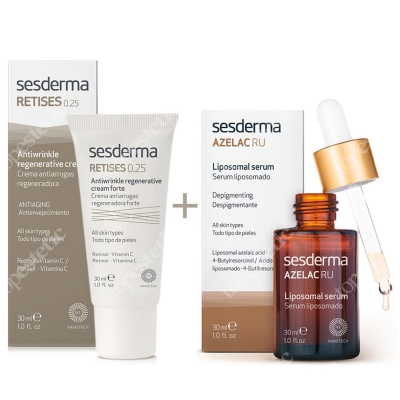 Sesderma Retises 0,25% + Azelac RU ZESTAW Regenerujący krem przeciwzmarszczkowy 30 ml + Serum liposomowe 30 ml