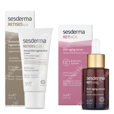 Sesderma Retises 0,25% Cream + Reti Age Serum ZESTAW Regenerujący krem przeciwzmarszczkowy 30 ml + Serum przeciwzmarszczkowe 30 ml