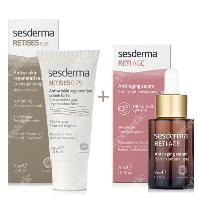 Sesderma Retises 0,25% Cream + Reti Age Serum ZESTAW Regenerujący krem przeciwzmarszczkowy 30 ml + Serum przeciwzmarszczkowe 30 ml