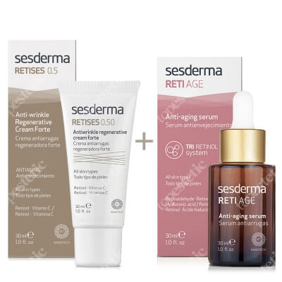 Sesderma Retises 0,5% Cream + Reti Age Serum ZESTAW Regenerujący krem przeciwzmarszczkowy 30 ml + Serum przeciwzmarszczkowe 30 ml