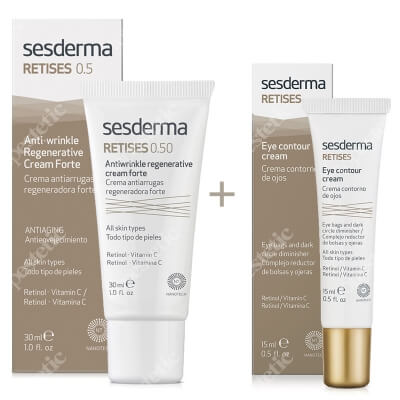 Sesderma Retises 0,5% + Retises 0,05% ZESTAW Regenerujący krem przeciwzmarszczkowy 30 ml + Przeciwzmarszczkowy krem pod oczy 15 ml