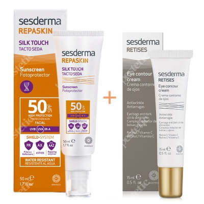 Sesderma Retises Eye Contour Cream + Repaskin Silk Touch SPF 50 ZESTAW Przeciwzmarszczkowy krem pod oczy 15 ml + Krem liposomowy SPF 50 50 ml