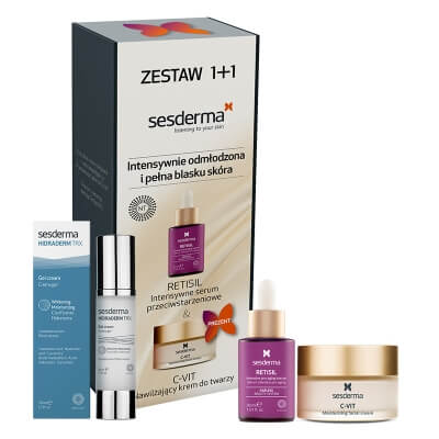 Sesderma Retisil Intensive Pro-Aging Serum + C-VIT Moisturizing Facial Cream + Hidraderm TRX Gel Cream ZESTAW ZESTAW Intensywne serum ujędrniające 30 ml + Krem nawilżający 50 ml, Kartonik + Krem-żel 50 ml