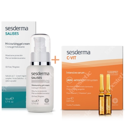 Sesderma Salises + C-VIT Intensive Serum ZESTAW Krem-żel nawilżający 50 ml + Intensywne Serum 12% Ampułki 5 x 2 ml