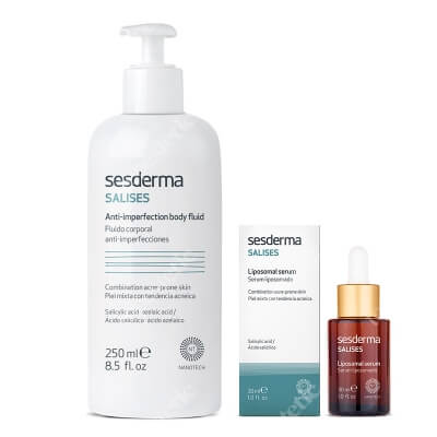 Sesderma Salises + Salises Anti - Imperfection Body Fluid ZESTAW Serum do pielęgnacji skóry tłustej, trądzikowej 30 ml + Balsam do ciała przeciw niedoskonałościom 250 ml