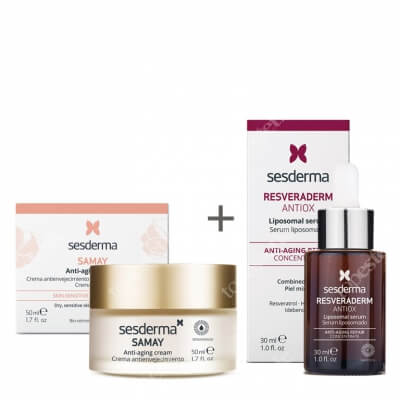 Sesderma Samay Anti Aging Cream + Resveraderm Liposomal Serum ZESTAW Krem przeciwstarzeniowy 50 ml + Serum liposomowe 30 ml