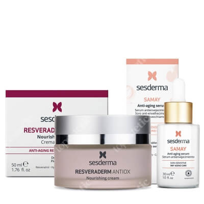 Sesderma Samay Anti Aging Serum + Resveraderm Facial Cream ZESTAW Serum przeciwstarzeniowe 30 ml + Krem przeciwstarzeniowy 50 ml