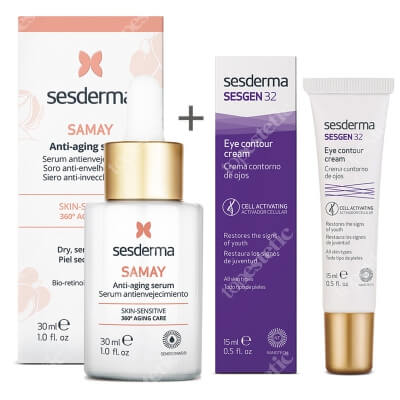 Sesderma Samay Anti Aging Serum + Sesgen 32 Eye Contour Cream ZESTAW Serum przeciwstarzeniowe 30 ml + Krem kontur oczu 15 ml