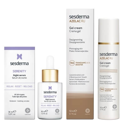 Sesderma Serenity Night Serum + Azelac RU Gel Cream ZESTAW Serum liposomowe 30 ml + Krem-Żel depigmentujący 50 ml